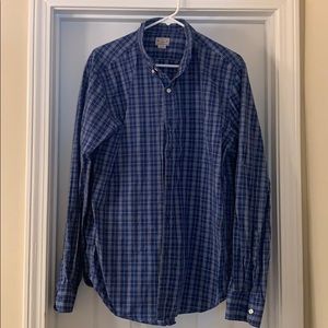 Blue and white plaid button down